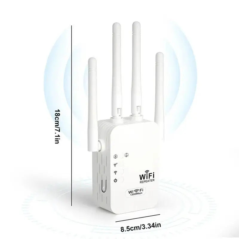 Wifi Range Extender 2026, 4-Antenna 1200Mbps Dual Band (2.4Ghz) Device with Easy Setup, Ethernet Port, 10,000 Sq. Ft Wide Coverage, Advanced Security Protection, Ideal for Home Studios, Remote Workspaces