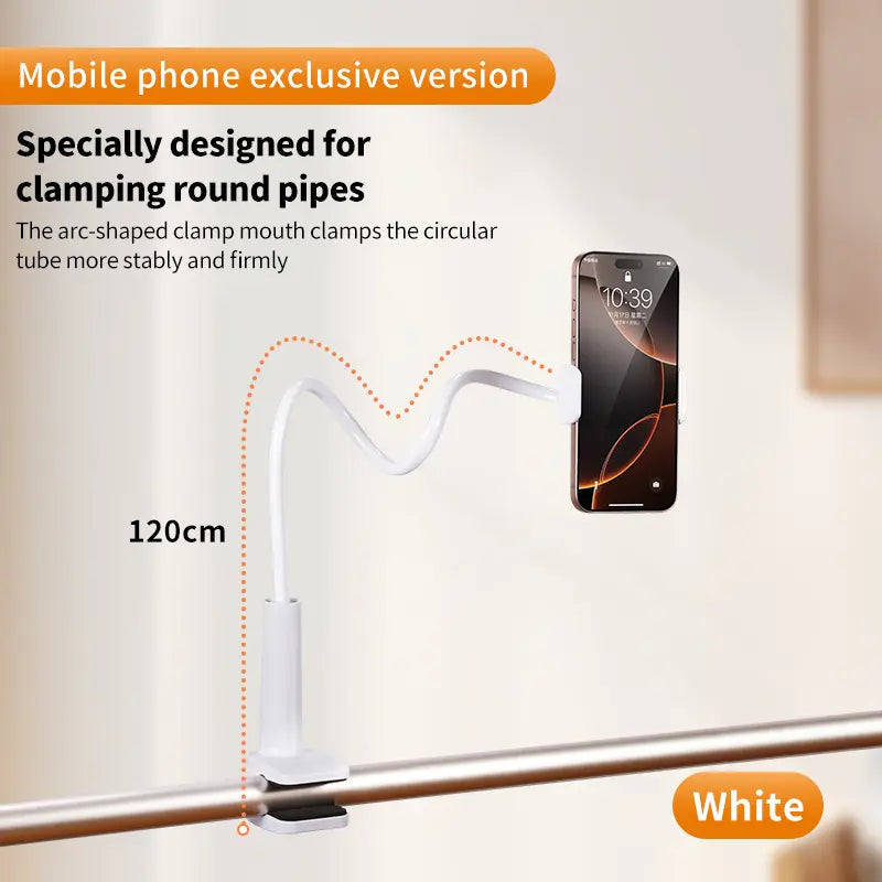Lazy Phone Stand Arc Clamp Secure for round Pipe Adjustable Flexible Phone Holder for Bed Gooseneck Phone Holde