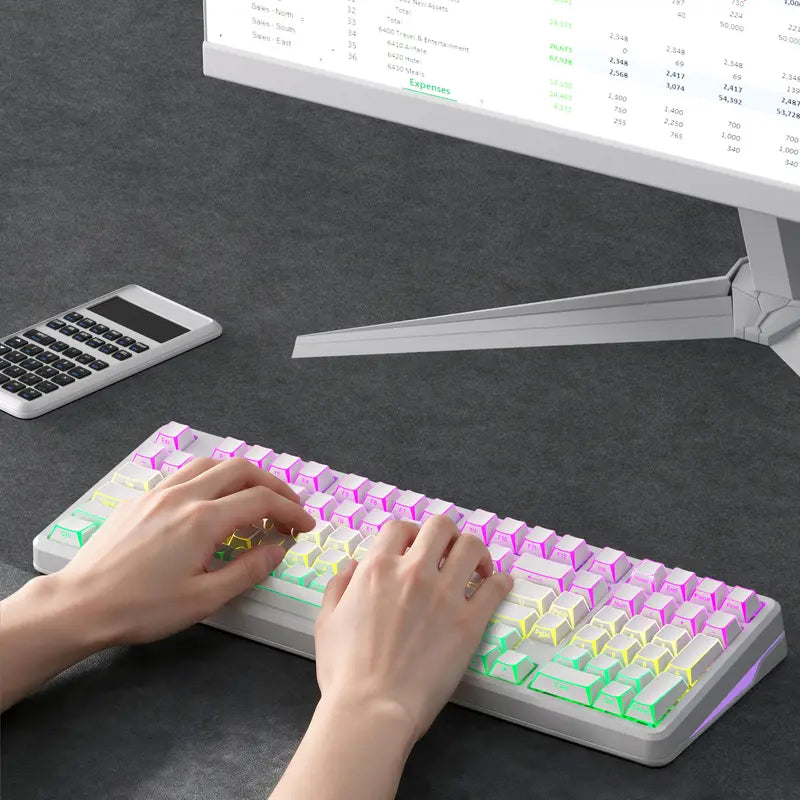 XVX M98 Lumina Full-Size Mechanical Input Keyboard with Number Pad, Tri-Mode (Bt5.0-2.4Ghz-Usb-C) Keys, Pre-Lubed Hot Swappable Switches, Gasket Mount Structure, 8000Mah Battery, ARGB Backlit, Creamy Design, Keyboards for Work & Gaming, for Pcs/Macs,Techv