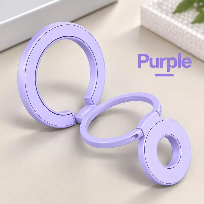 Magnetic Phone Ring Stand, 360° Rotating Foldable Phone Ring Holder, Strong Magnetic Grip Stand, Zinc Alloy Adjustable Finger Ring for Smartphones