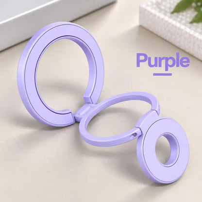 Magnetic Phone Ring Stand, 360° Rotating Foldable Phone Ring Holder, Strong Magnetic Grip Stand, Zinc Alloy Adjustable Finger Ring for Smartphones