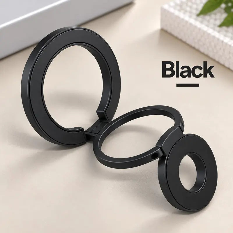 Magnetic Phone Ring Stand, 360° Rotating Foldable Phone Ring Holder, Strong Magnetic Grip Stand, Zinc Alloy Adjustable Finger Ring for Smartphones