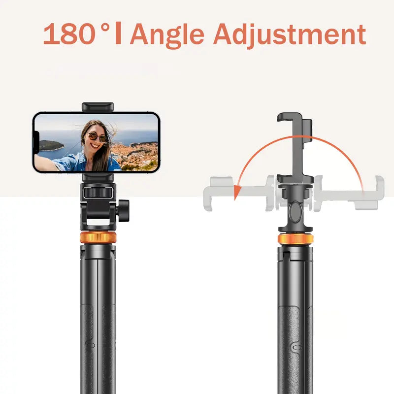 61-In Aluminium Smartphone Selfie Stick with Wireless Remote Ctrl, Upgraded Stable Tripod Stand, Nylon6/6 Phone Holder - Vlogging Equipment for Iphone 17/16/15/14/13 & Cellphones, Travel Use, Manufacturer Warranty,Techvibes