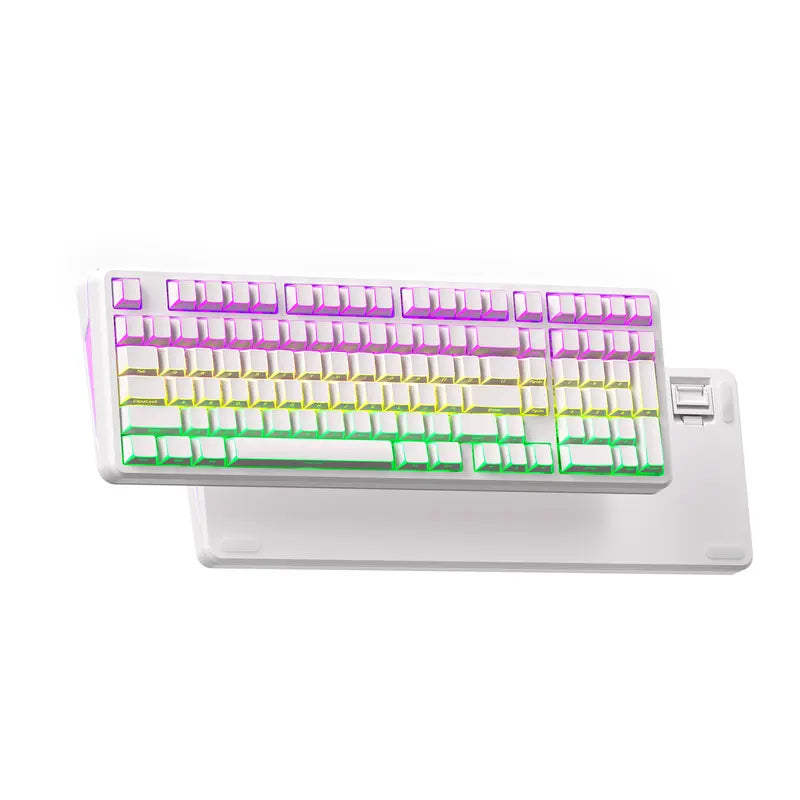 XVX M98 Lumina Full-Size Mechanical Input Keyboard with Number Pad, Tri-Mode (Bt5.0-2.4Ghz-Usb-C) Keys, Pre-Lubed Hot Swappable Switches, Gasket Mount Structure, 8000Mah Battery, ARGB Backlit, Creamy Design, Keyboards for Work & Gaming, for Pcs/Macs,Techv