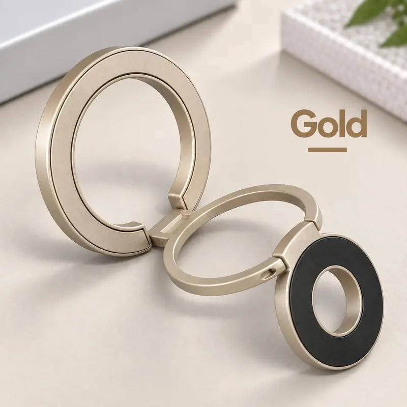 Magnetic Phone Ring Stand, 360° Rotating Foldable Phone Ring Holder, Strong Magnetic Grip Stand, Zinc Alloy Adjustable Finger Ring for Smartphones