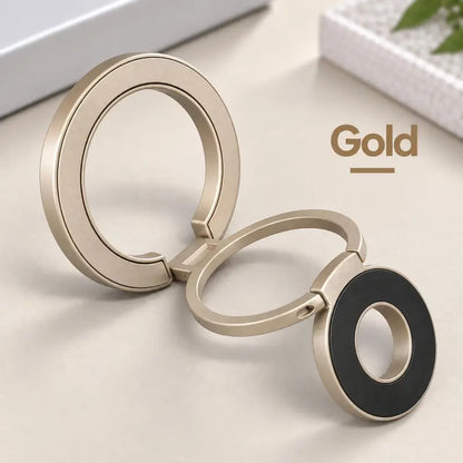 Magnetic Phone Ring Stand, 360° Rotating Foldable Phone Ring Holder, Strong Magnetic Grip Stand, Zinc Alloy Adjustable Finger Ring for Smartphones