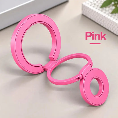 Magnetic Phone Ring Stand, 360° Rotating Foldable Phone Ring Holder, Strong Magnetic Grip Stand, Zinc Alloy Adjustable Finger Ring for Smartphones