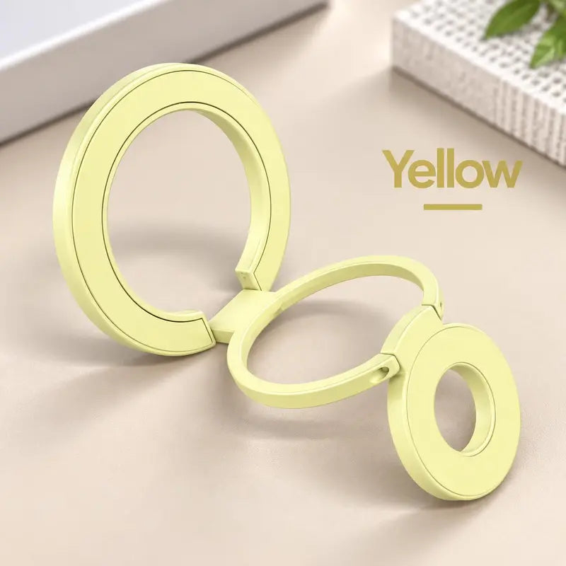 Magnetic Phone Ring Stand, 360° Rotating Foldable Phone Ring Holder, Strong Magnetic Grip Stand, Zinc Alloy Adjustable Finger Ring for Smartphones