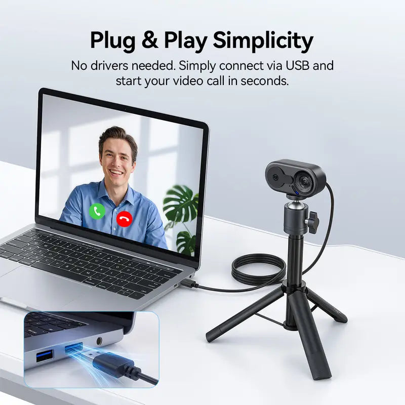 EMEET C100 4K External USB Webcam for PC, Fixed Focus, 66° FOV, Built-In Mic, Privacy Cover, Portable Metal Clip, Computer Camera for Home Office, Online Meetings, Desktop/Laptop USB-A, External Usb Webcams, Tiktokshopbacktoschool, Usb Plug Webcam, Hd