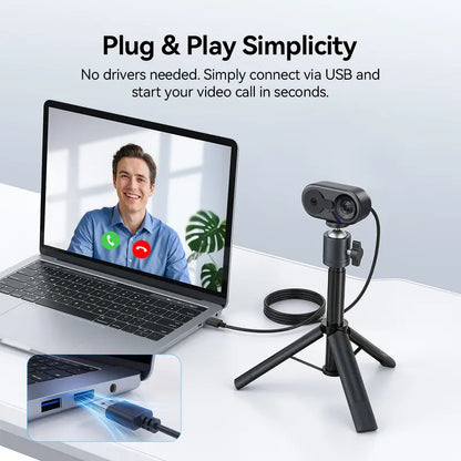 EMEET C100 4K External USB Webcam for PC, Fixed Focus, 66° FOV, Built-In Mic, Privacy Cover, Portable Metal Clip, Computer Camera for Home Office, Online Meetings, Desktop/Laptop USB-A, External Usb Webcams, Tiktokshopbacktoschool, Usb Plug Webcam, Hd