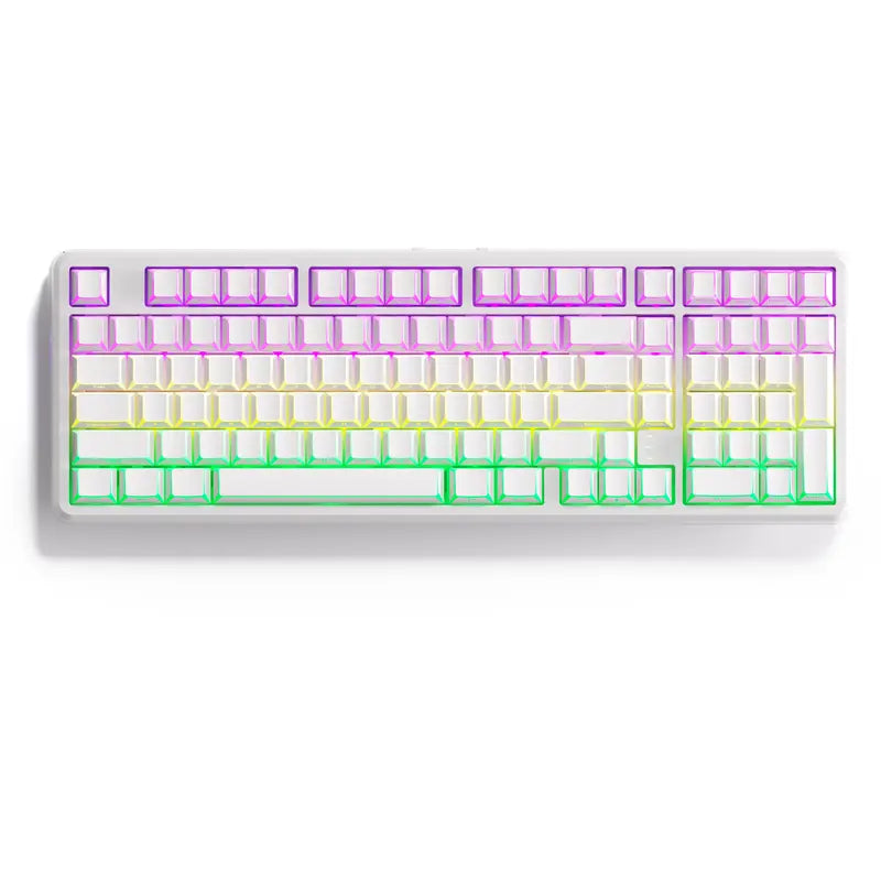 XVX M98 Lumina Full-Size Mechanical Input Keyboard with Number Pad, Tri-Mode (Bt5.0-2.4Ghz-Usb-C) Keys, Pre-Lubed Hot Swappable Switches, Gasket Mount Structure, 8000Mah Battery, ARGB Backlit, Creamy Design, Keyboards for Work & Gaming, for Pcs/Macs,Techv