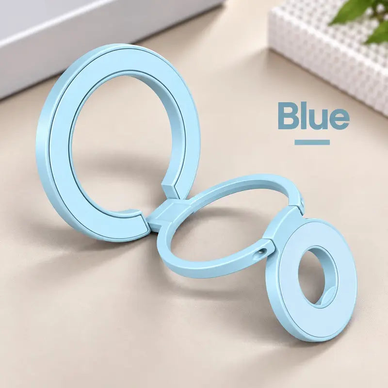 Magnetic Phone Ring Stand, 360° Rotating Foldable Phone Ring Holder, Strong Magnetic Grip Stand, Zinc Alloy Adjustable Finger Ring for Smartphones