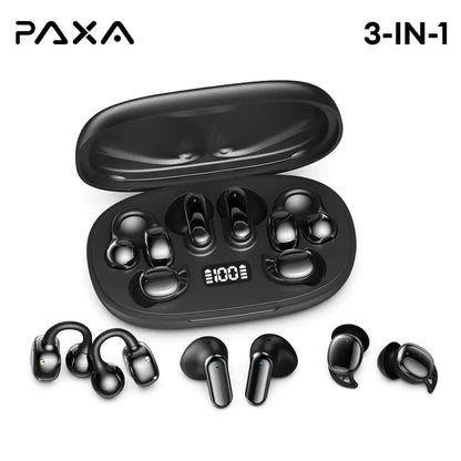 PAXA JC680 3-In-1 Chargeable Bluetooth 6.0 Wireless Earbuds - In-Ear Headphones, Clip-On & Sleep Designs, Smart LED Case, HD Stereo Sound, Comfortable Fit for Sports, Noise Isolation, Android & Ios Compatible, Sports Wireless Earbuds,Techvibes