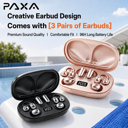 PAXA JC680 3-In-1 Chargeable Bluetooth 6.0 Wireless Earbuds - In-Ear Headphones, Clip-On & Sleep Designs, Smart LED Case, HD Stereo Sound, Comfortable Fit for Sports, Noise Isolation, Android & Ios Compatible, Sports Wireless Earbuds,Techvibes