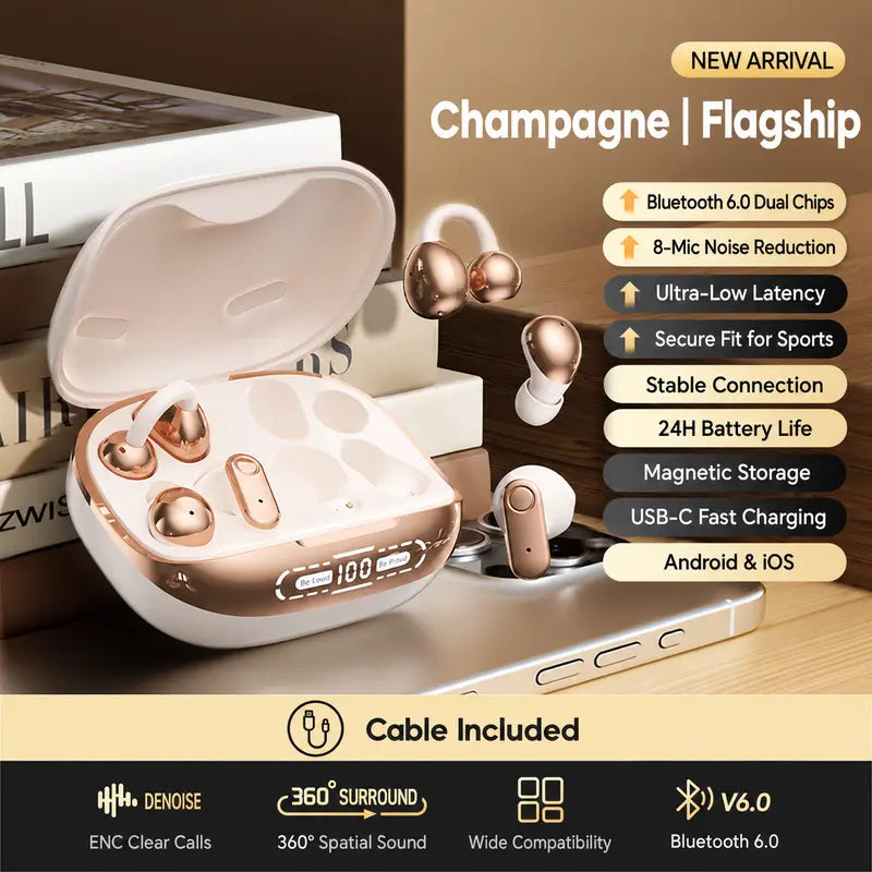 PAXA JC680 3-In-1 Chargeable Bluetooth 6.0 Wireless Earbuds - In-Ear Headphones, Clip-On & Sleep Designs, Smart LED Case, HD Stereo Sound, Comfortable Fit for Sports, Noise Isolation, Android & Ios Compatible, Sports Wireless Earbuds,Techvibes
