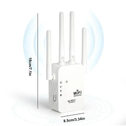 Wifi Range Extender 2026, 4-Antenna 1200Mbps Dual Band (2.4Ghz) Device with Easy Setup, Ethernet Port, 10,000 Sq. Ft Wide Coverage, Advanced Security Protection, Ideal for Home Studios, Remote Workspaces