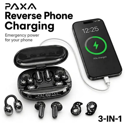 PAXA JC680 3-In-1 Chargeable Bluetooth 6.0 Wireless Earbuds - In-Ear Headphones, Clip-On & Sleep Designs, Smart LED Case, HD Stereo Sound, Comfortable Fit for Sports, Noise Isolation, Android & Ios Compatible, Sports Wireless Earbuds,Techvibes