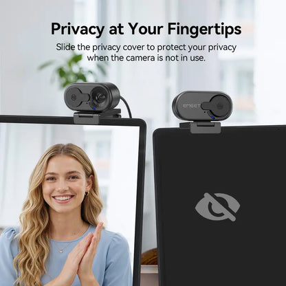 EMEET C100 4K External USB Webcam for PC, Fixed Focus, 66° FOV, Built-In Mic, Privacy Cover, Portable Metal Clip, Computer Camera for Home Office, Online Meetings, Desktop/Laptop USB-A, External Usb Webcams, Tiktokshopbacktoschool, Usb Plug Webcam, Hd