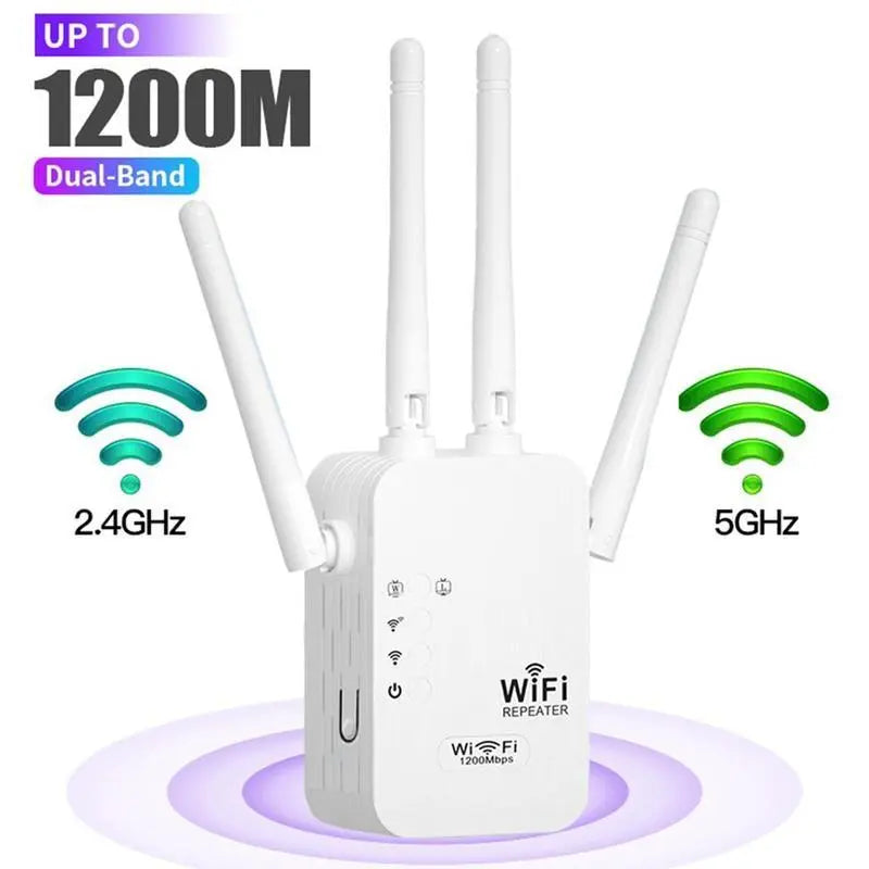 Wifi Range Extender 2026, 4-Antenna 1200Mbps Dual Band (2.4Ghz) Device with Easy Setup, Ethernet Port, 10,000 Sq. Ft Wide Coverage, Advanced Security Protection, Ideal for Home Studios, Remote Workspaces