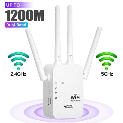Wifi Range Extender 2026, 4-Antenna 1200Mbps Dual Band (2.4Ghz) Device with Easy Setup, Ethernet Port, 10,000 Sq. Ft Wide Coverage, Advanced Security Protection, Ideal for Home Studios, Remote Workspaces