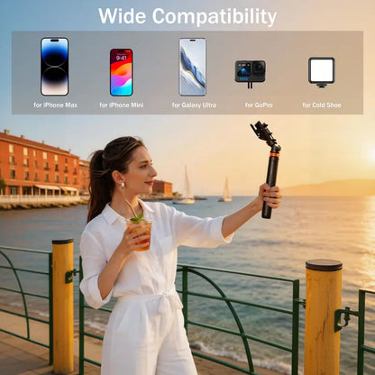 61-In Aluminium Smartphone Selfie Stick with Wireless Remote Ctrl, Upgraded Stable Tripod Stand, Nylon6/6 Phone Holder - Vlogging Equipment for Iphone 17/16/15/14/13 & Cellphones, Travel Use, Manufacturer Warranty,Techvibes