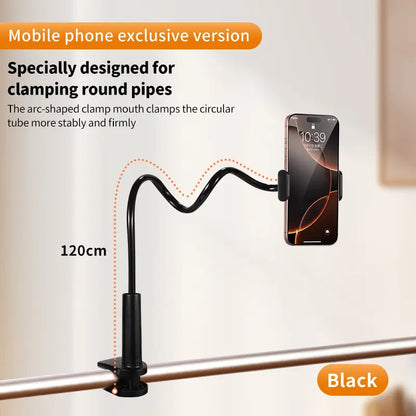 Lazy Phone Stand Arc Clamp Secure for round Pipe Adjustable Flexible Phone Holder for Bed Gooseneck Phone Holde