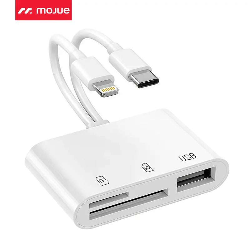 MOJUE 5-In-1 Sd/Microsd Read Adapter - USB C Hub for Iphone, Ipad, Android & USB-C Devices, Lightning Dual Port, Fast Transfer, Plug & Play, No App Needed (Adapters Compatibility, Tiktok Shop Back to School),Techvibes